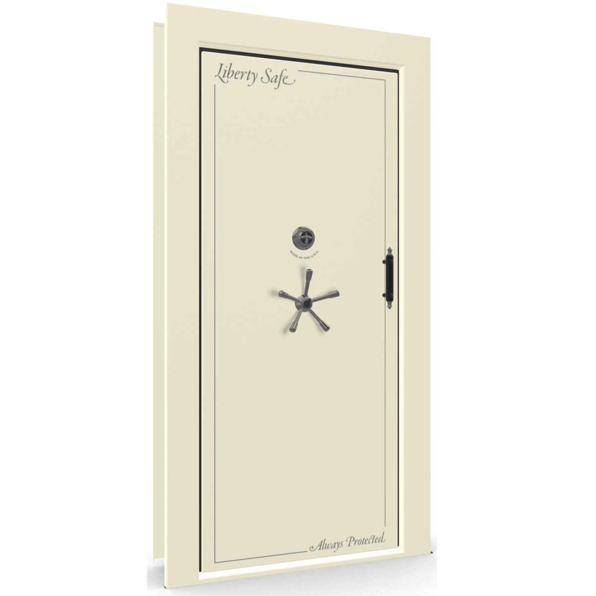 Vault Door Series | In-Swing | Left  Hinge | White Marble | Mechanical Lock - closed