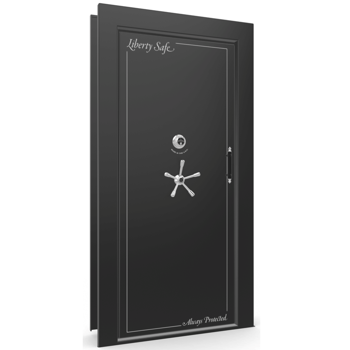 Vault Door Series | In-Swing | Left  Hinge | Black Gloss | Mechanical Lock - closed
