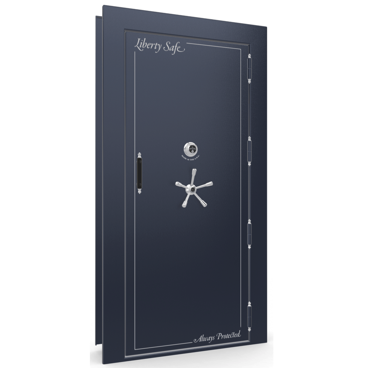 Vault Door Series | Out-Swing | Right  Hinge | Blue Gloss | Mechanical Lock - closed