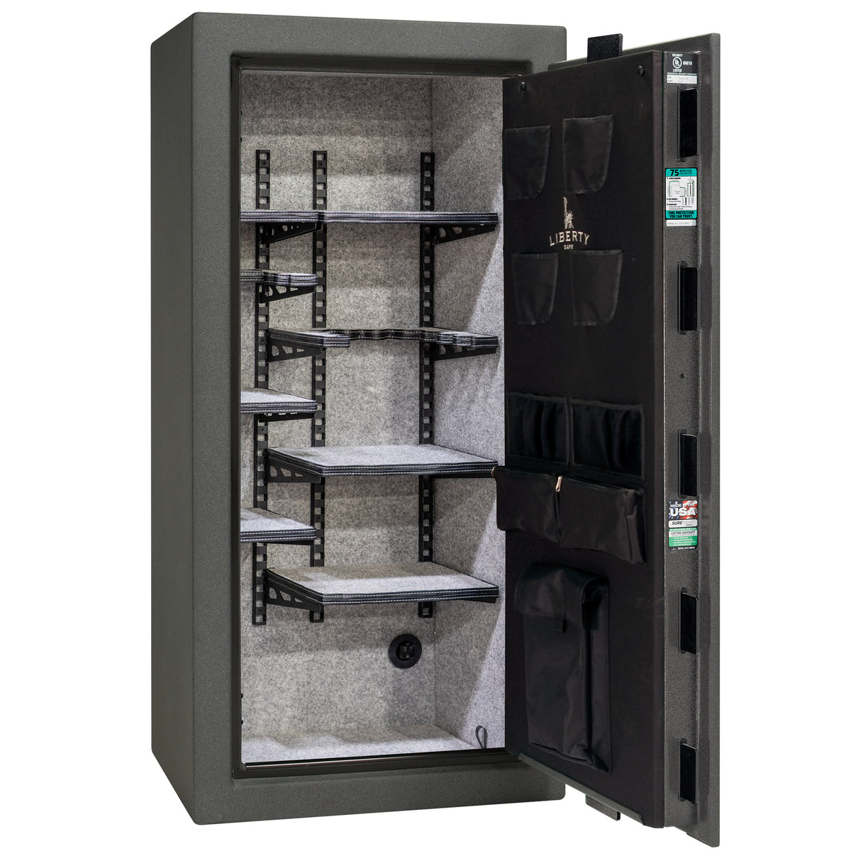 Colonial Series | Level 4 Security | 75 Minute Fire Protection | 23 PRO FLEX | DIMENSIONS: 60.5"(H) X 30"(W) X 22"(D*) | Granite Textured | Electronic Lock - Open