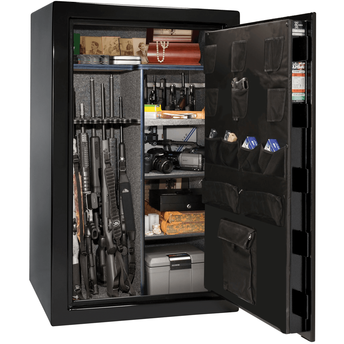 USA Series | Level 3 Security | 60 Minute Fire Rating | 36 | Dimensions: 60.5&quot;(H) x 36&quot;(W) x 22&quot;(D) | Black Textured | Mechanical Lock - Open Door