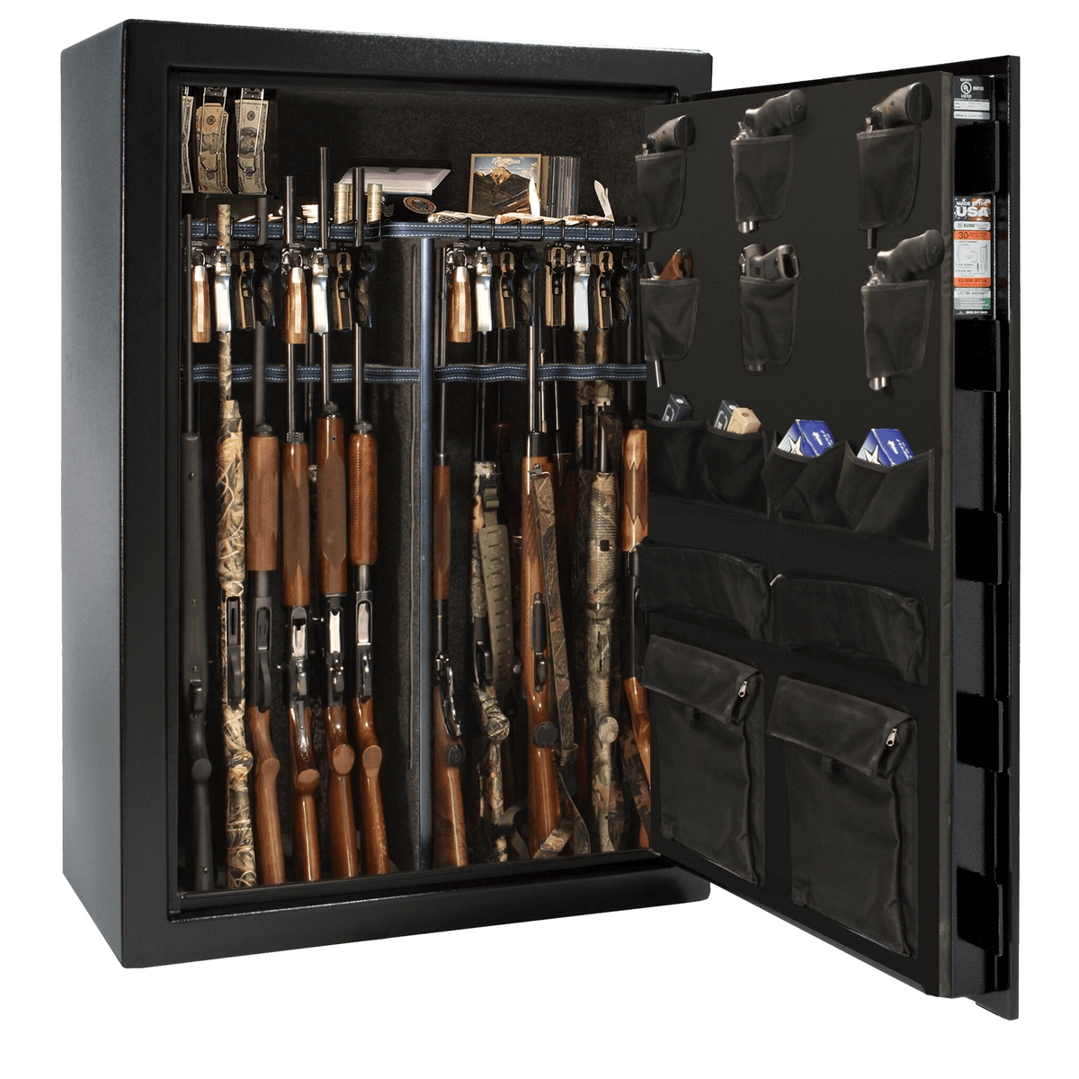 USA Series | Level 3 Security | 60 Minute Fire Rating | 48 | Dimensions: 60.5&quot;(H) x 42”(W) x 22&quot;(D) | Black Textured | Mechanical Lock - Open Door